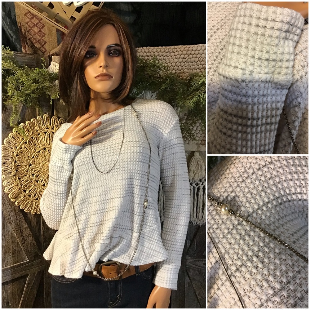 Green Envelope Lightweight Popover Peplum Sweater